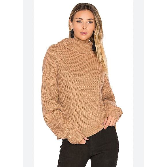 Lovers + Friends On The Road Sweater in Camel Pullover Mockneck Sweater. - Picture 1 of 6